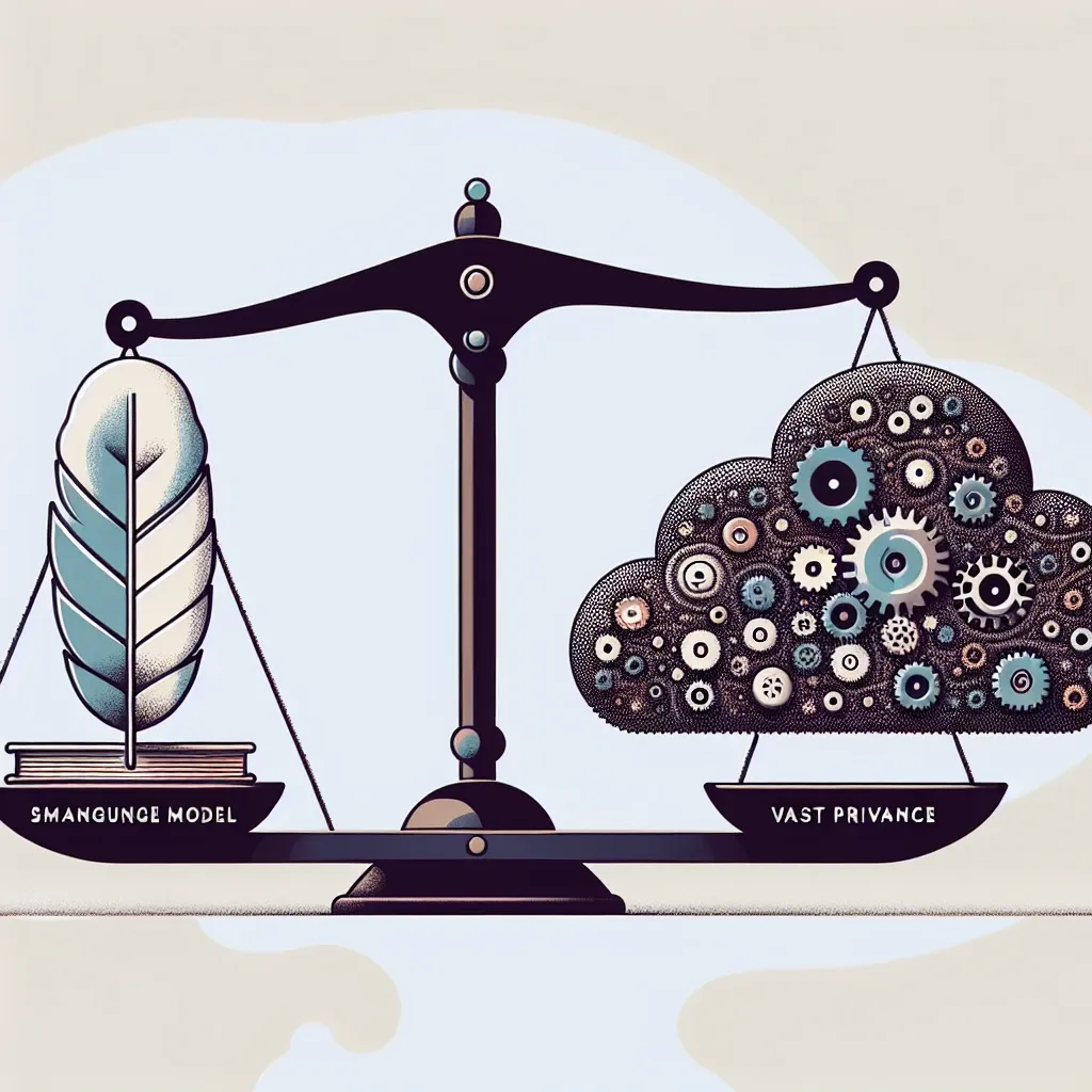 "Comparison of small language models and cloud AI systems highlighting performance, privacy tradeoffs, and their applications in modern technology."